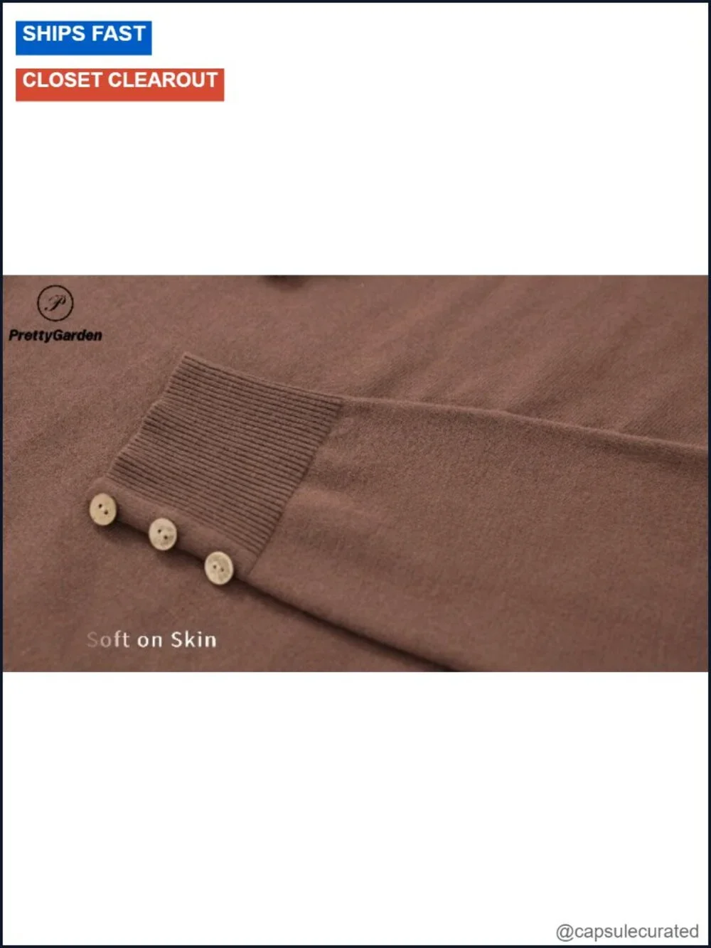 Lightweight Knit Pullover Sweater, Puff Sleeve, Crewneck Button Cuff, Business